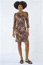 Tan Butterfly Pocket Stretch Shift Dress, Image 2 of 5