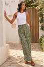Khaki Abstract Wide Leg Trouser, Image 1 of 4