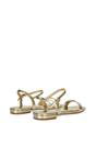 Gold XY LONDON Gold 'Hallie' Open Toe Flat Strappy Sandals With Ankle Strap, Image 3 of 6