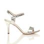 Silver AJVANI Silver High Heel Barely There Strappy Sandals, Image 2 of 6
