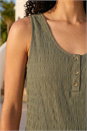 Khaki Buttoned Stretch Vest Top, Image 4 of 4