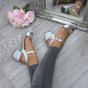 Silver AJVANI Silver Mid Block Heel Buckle Strappy Sandals, Image 5 of 6
