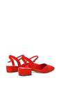 Red XY LONDON Red 'Hilary' Low Block Heel Court Shoes With Ankle Strap, Image 4 of 5