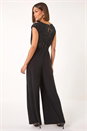 Black Sequin Bodice Cowl Neck Jumpsuit, Image 4 of 6