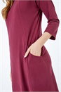 Burgundy Cotton Jersey Tunic Pocket Dress, Image 5 of 5