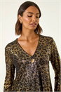 Gold Metallic Animal Print Tunic Top, Image 4 of 5