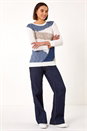 Blue Textured Colour Block Jumper, Image 1 of 5
