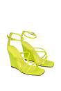 Green 'Danica' Ankle Strap Square Toe Wedge Heel Sandals, Image 4 of 5