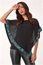 Sage Sequin Hem Overlay Stretch Top, Image 1 of 5