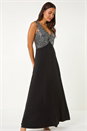 Silver Contrast Sequin Bodice Maxi Dress, Image 2 of 5