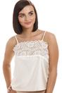 Ivory Camille Lingerie Ivory Satin Feel Lace Trim Camisole, Image 1 of 6