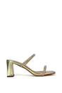 Gold XY LONDON Gold 'Holden' Diamante Strap Square Toe Mid Block Heel Sandal Mules, Image 1 of 5