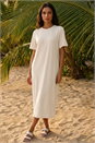 Cream  Jersey Stretch Midi Dress, Image 1 of 4