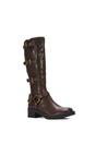 Brown XY LONDON Brown 'Cobra' Harness Square toe Knee High Biker Boots, Image 2 of 7