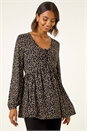 Black Printed Snit Jersey Top, Image 1 of 6