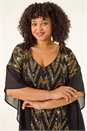 Gold Curve Zig Zag Sequin Overlay Top, Image 2 of 8