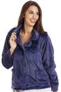 Navy Camille Lingerie Navy Button Up Rose Embossed Bed Jacket, Image 5 of 5