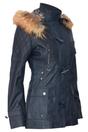 Navy Lamb Leather Parka Fur Hood Jacket, Image 4 of 6