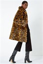 Tan Premium Animal Print Faux Fur Coat, Image 3 of 5