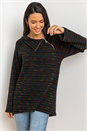 Black Side Split Zip Detail Tunic Top, Image 1 of 5