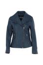 Navy Ashwood Leather Navy 'Isabella' Real Leather Wide Collar Biker Jacket, Image 2 of 5