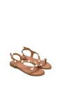 Nude XY LONDON Nude Flat Slingback Sandals With Studded Pearls, Image 5 of 6
