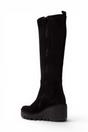 Charcoal Womens Leather High Wedge Boots-BUDI603, Image 4 of 5