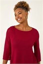 Red Crochet Knit Tunic Stretch Top, Image 4 of 5
