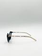 Black Cat-Eye Sunglasses in Black, Image 4 of 6