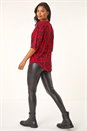 Red Animal Print Zip Front Stretch Top, Image 3 of 5
