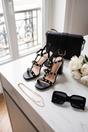 Black iKrush Black Ivy Womens Studded T-Bar Block Heel Sandals, Image 3 of 8
