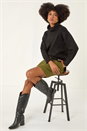Olive Boucle Textured A-Line Skirt, Image 2 of 6