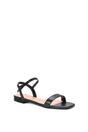 Black XY LONDON Black 'Hallie' Open Toe Flat Strappy Sandals With Ankle Strap, Image 2 of 5