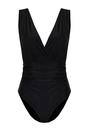 Black Plunge Wrap Front Ruched Waist Swimsuit, Image 3 of 5