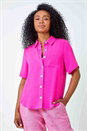 PINK Petite Button Up Pocket Shirt, Image 4 of 5