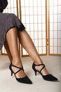 Black Kennedi Low Kitten Heel With Crossover Strap, Image 1 of 1