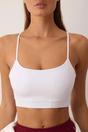 White WOVCOR White Strappy Back Scoop Neck Supportive Knit Sports Bra, Image 2 of 3