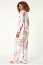 Ivory  Floral Print Revere Pyjama Set, Image 3 of 8