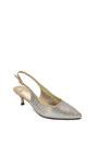 Gold XY LONDON Gold Slingback Court Shoes Pointed Kitten Heels With Crystal Details, Image 2 of 6