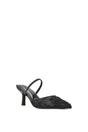 Black Embroidered Slingback Mesh Court Shoes, Image 2 of 6