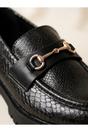 Black iKrush Black Poppy Snakeskin Chunky Loafers, Image 3 of 5