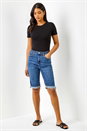Denim Essential Stretch Knee Length Shorts, Image 3 of 6
