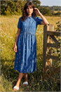 Denim Embroidered Zip Detail Dress , Image 3 of 4