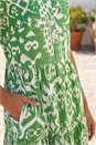 Green Abstract Print Midi Shirt Dress, Image 4 of 4