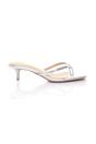 Silver AJVANI Silver Low Kitten Heel Toe Post Slip On Square Toe Sandals, Image 2 of 5