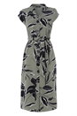 Khaki Floral Belted Shirt Midi Dress, Image 5 of 5
