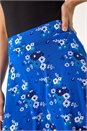 Royal Blue Floral Print Stretch Skater Skirt, Image 5 of 5