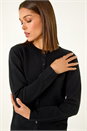 Black Soft Knit Crew Neck Cardigan, Image 1 of 5