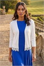 Ivory  Scalloped Lace Trim Knitted Shrug, Image 2 of 4