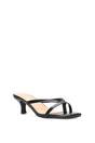 Black XY LONDON Black 'Tiana' Kitten Heel Sandal Mules With Toe Post, Image 1 of 5